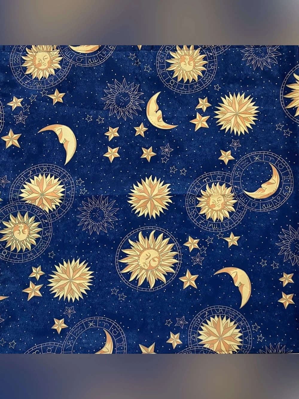Vtg 90s Target Celestial Shower Curtain Blue Gold Sun Moon Star Y2K Whimsigoth